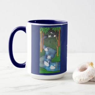 Mug Un troupeau de sept cygnes-nageant