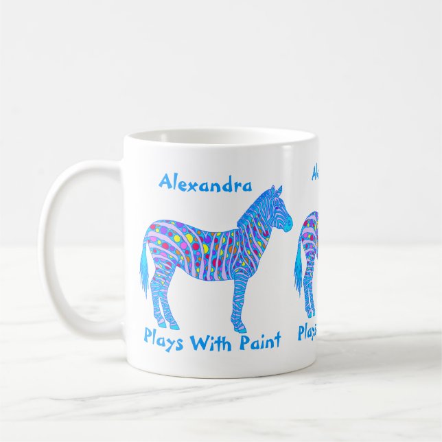 Mug Un zèbre de bleu pointille des jeux de rayures (Gauche)