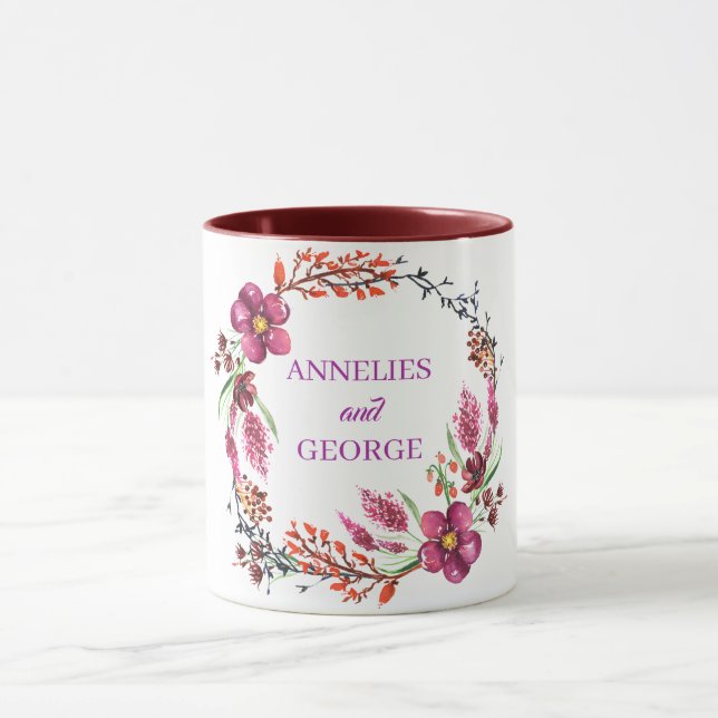 Mug Une couronne de fleurs et de brindilles (Centre)