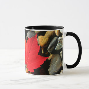 Mug Une feuille d'érable sur un fond de roche