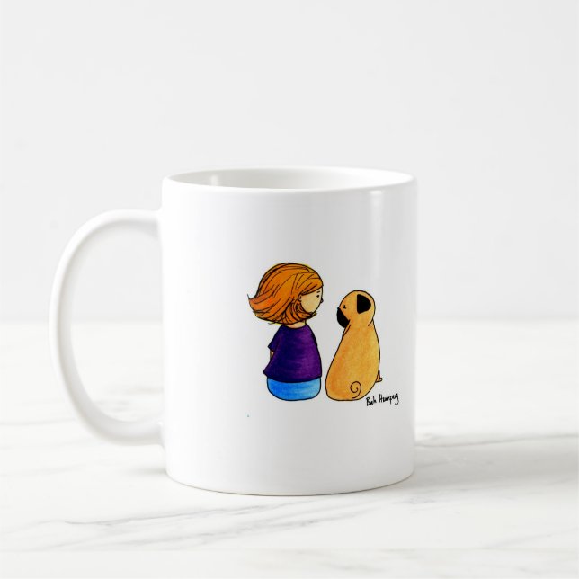 Mug Une fille et son carlin (blonds) (Gauche)