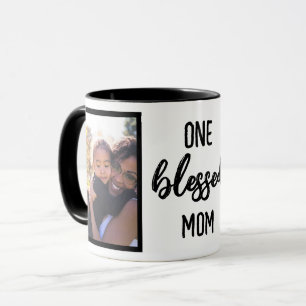 Mug Une Maman Comblée   Photo Personnalisée Moderne po