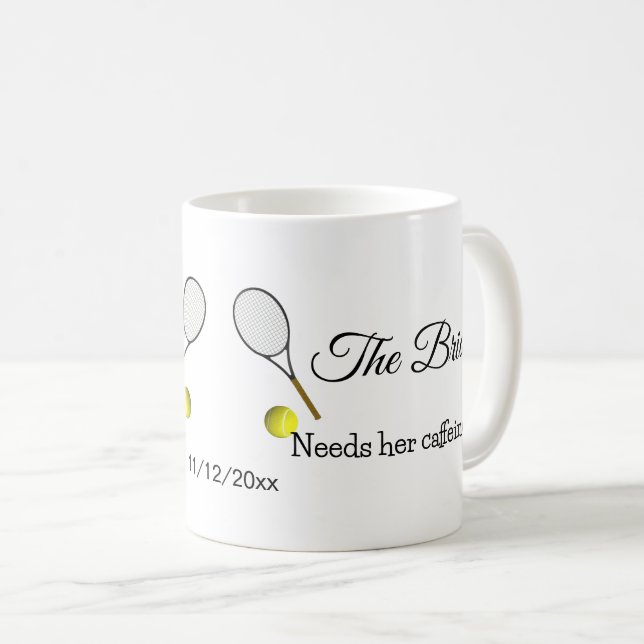 Mug Une Mariée De Tennis A Besoin De Caféine Fixer (Devant droit)