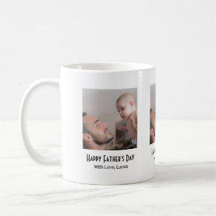 Mug Une photo Joyeuse Fête des Pères Noir Blanc