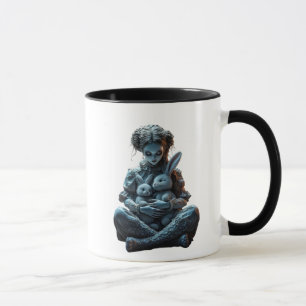 Mug Une poupée étrange avec des lapins bizarres.