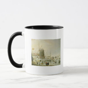 Mug Une scène d'hiver avec des patineurs par un mouli