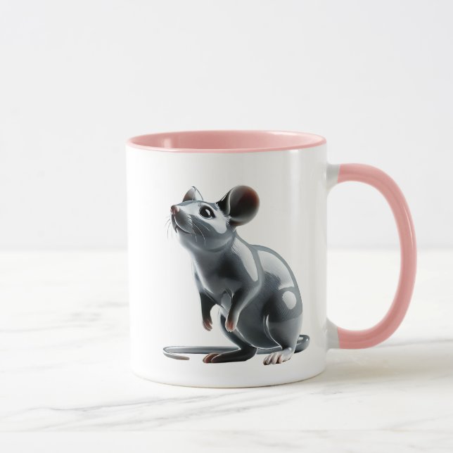 Mug Une souris mignonne en porcelaine avec reflets. (Droite)