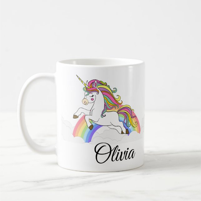 Mug Unicorn Nom personnalisé Cute Coffee (Gauche)