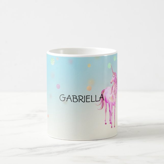 Mug Unicorn rose Confetti Nom personnalisé (Centre)