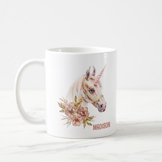 Mug Unicorne avec Roses (Gauche)