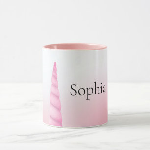 Mug Unicorne blanche rose Personnalisée