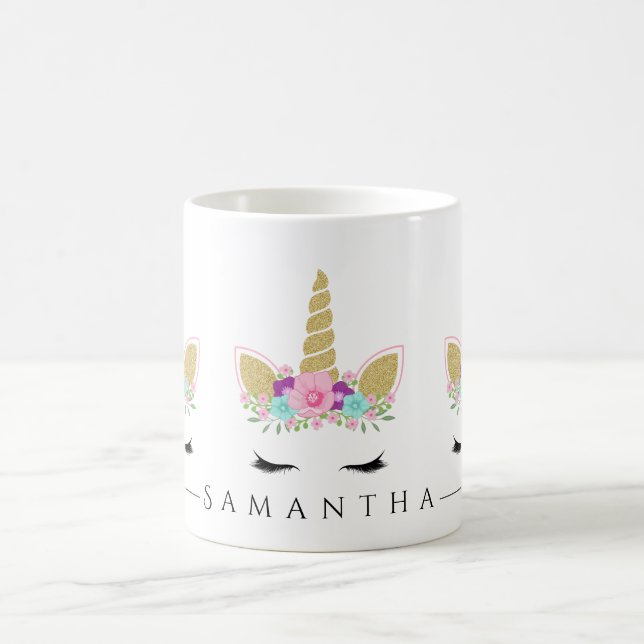 Mug Unicorne Parties scintillant faciale rose, violet  (Centre)
