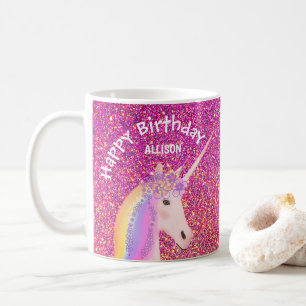 Mug Unicorne personnalisée Anniversaire Parties scint