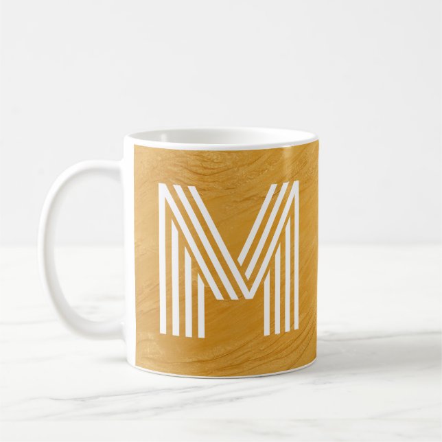 Mug Unique Monogramme Original Texturé Or et Blanc (Gauche)