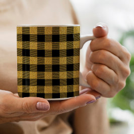 Mug Unique or et noir Buffalo plaid Décor