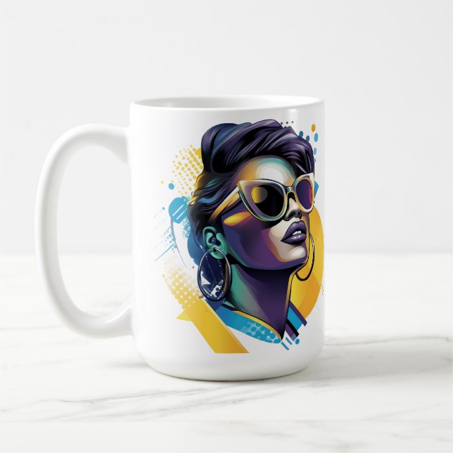Mug Urban Diva - Bold Portrait vectoriel de Rétro Glam (Gauche)