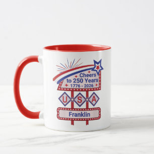 Mug USA 250 personnalisé - Marquee Rétro Patriotique