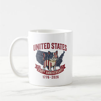 Mug USA 250th Anniversary Patriotic Cat American Flag