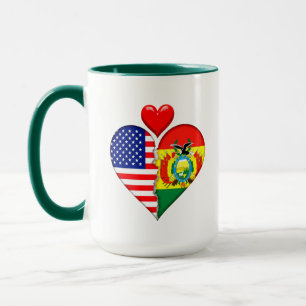 Mug USA Bolivie Cœurs drapeaux Patrimoinnes hispanique