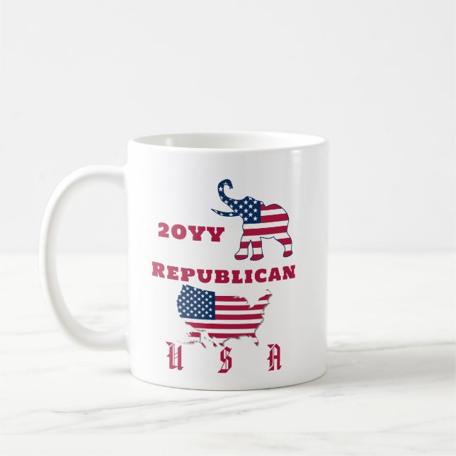 Mug USA Carte du drapeau Parti républicain Eléphant Él (Gauche)