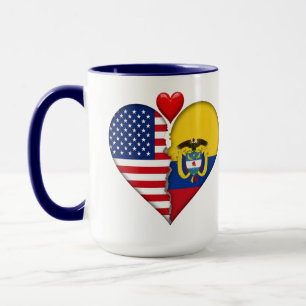 Mug USA Colombie Drapeaux cœurs Patrimoine hispanique