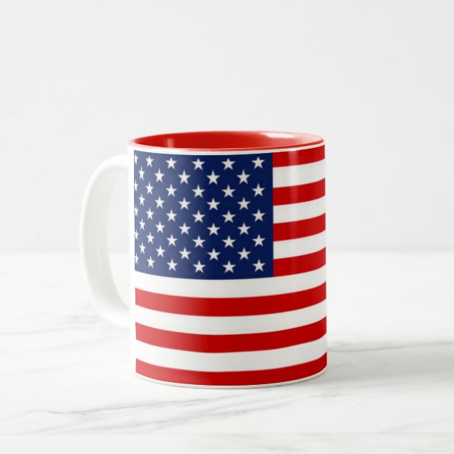 Mug USA Flag Zweifarbige Tasse (Vorderseite Links)