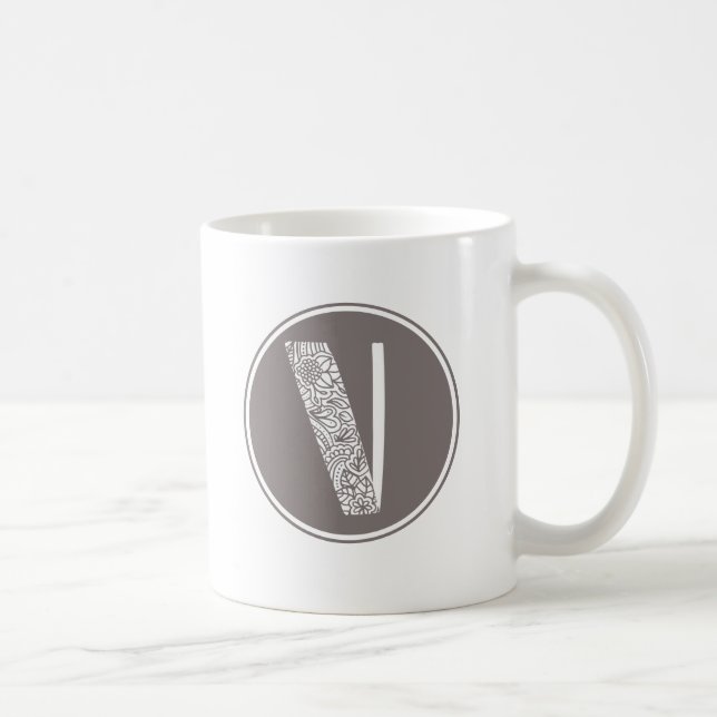 Mug V Monogramme floral initial (Droite)