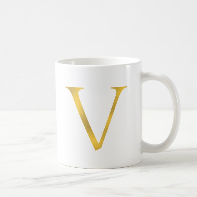 Mug V | Musique aux lettres blanche et or (Droite)