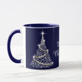Mug Vacances Arbre De Noël Blanc Et Or Étincelant