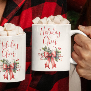 Mug VACANCES DE Noël Modernes ÉCRAN ÉCRAN Bow Rouge