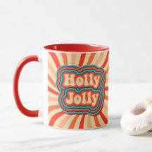 Vacances de Noël rétro Holly Jolly Typographie