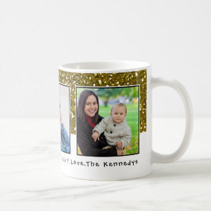 Mug Vacances de parties scintillantes d'or de 3 photos
