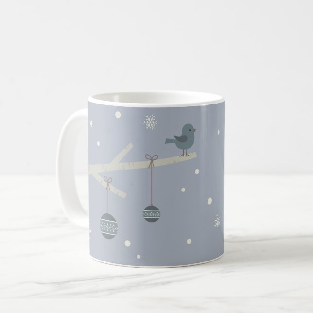 Mug Vacances d'hiver dessin animé d'oiseaux moineaux (Devant gauche)
