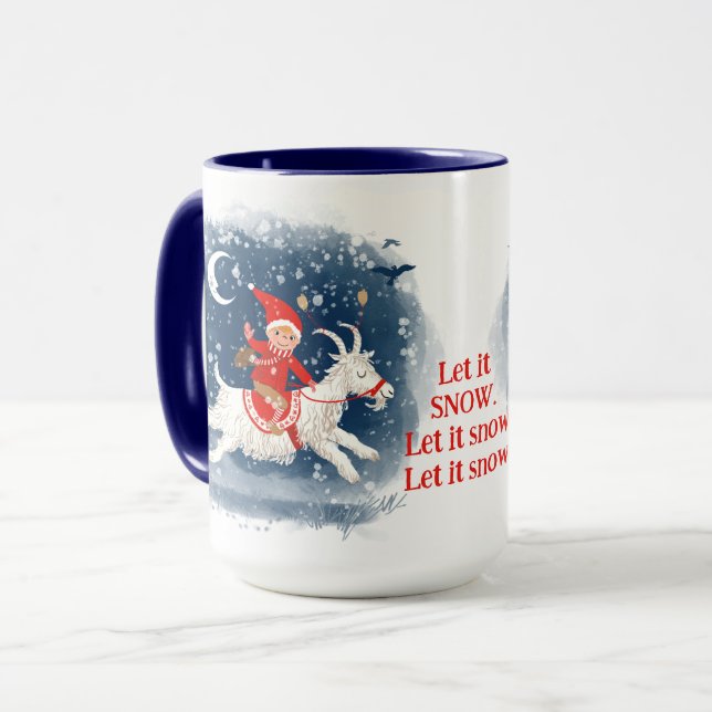 Mug Vacances esprit fun chèvre promenade dans la neige (Devant gauche)
