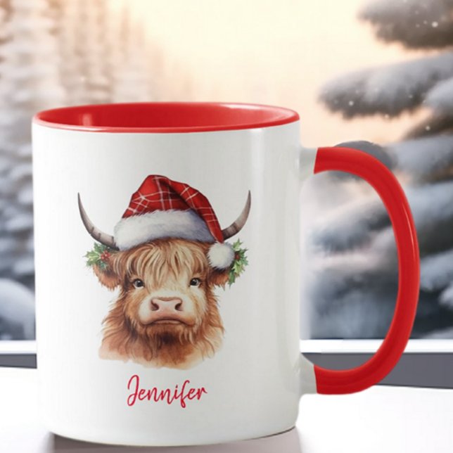 Mug Vacances Noël Noël de la vache de Highland Santa H (Créateur téléchargé)