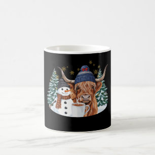 Mug Vache des Highlands Bonhomme de neige Chocolat cha