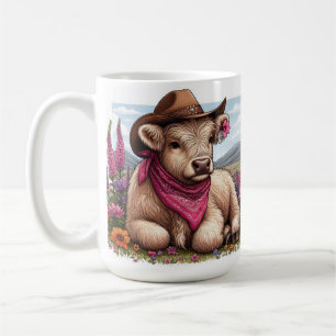 Mug Vache des Highlands portant un chapeau et un banda