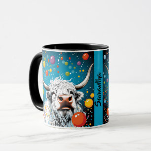 Mug Vache écossaise amusante avec des bulles. Modifiab
