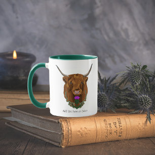 Mug Vache Écossaise des Highlands Thistle Celtique Vio