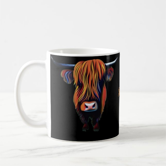 Mug Vache Highland avec nom modifiable (Gauche)