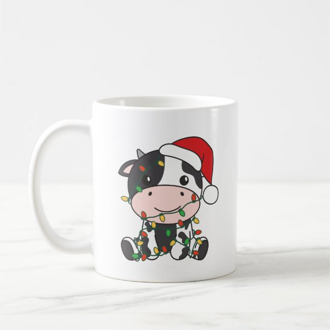 Mug Vache Noël Animaux d'hiver Vaches de vacances (Gauche)