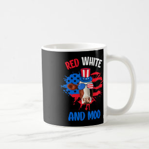 Mug Vache Patriotique Rouge Blanc Et Moo 4 juillet