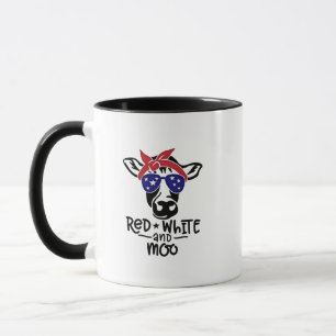 Mug Vache patriotique rouge blanc et moo 4 juillet