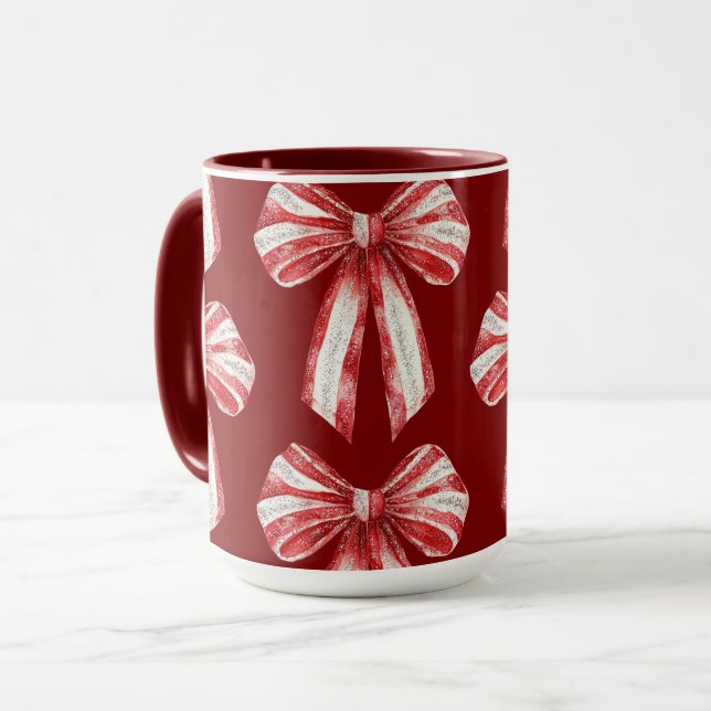Mug Vaches de menthe blanche rouge Noël (Devant gauche)