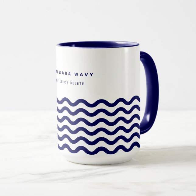 Mug Vague nautique Marine Bleu tendance Simple élégant (Devant droit)