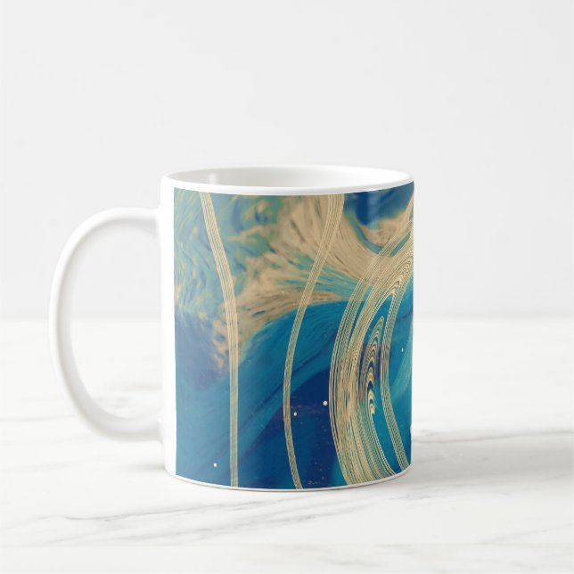 Mug Vagues abstraites colorées géométriques bleues    (Gauche)