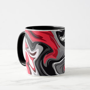 Mug Vagues abstraites rouges, noires, blanches et gris