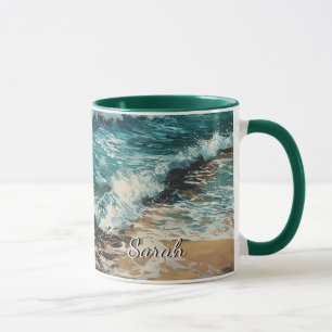 Mug Vagues de plage et peinture de sable personnalisée