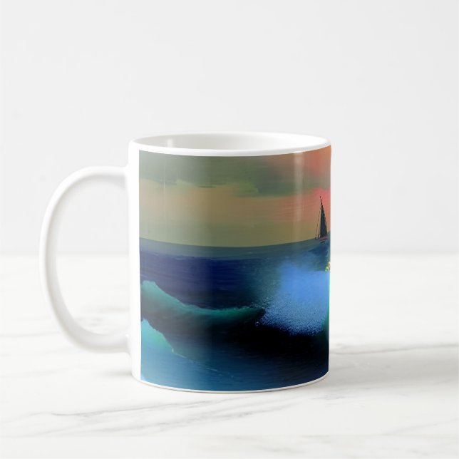 Mug Vagues océaniques dramatiques et reflet des couche (Gauche)