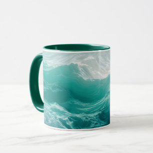 Mug Vagues océaniques sarcelle abstraites